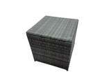 Fimous 8 Seat Outdoor Wicker PE Rattan Garden Furniture Set Dining Table Sofa Set with 2 Big Stool 2 Side Tables Dark Grey Mixed