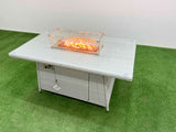Fimous PE Rattan Lounge Sofa Set 9 Seater Outdoor Garden Furniture Set with Firepit Dining Table 3 Seater Sofa 2 Side Table Light Grey
