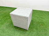 Fimous PE Rattan Lounge Sofa Set 8 Seater Outdoor Garden Furniture Set with Gas Firepit Table Love Sofa 4 Footstools Side Table Light Grey