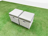 Fimous PE Rattan Lounge Sofa Set 9 Seater Outdoor Garden Furniture Set with Gas Firepit Table 3 Seater Sofa 2 Big Footstools Light Grey