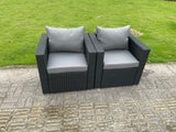 Fimous Wicker Rattan Garden Furniture Sofa Sets Outdoor Patio Coffee Table With Stools black