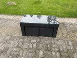 Fimous Wicker Rattan Garden Furniture Sofa Sets Outdoor Patio Coffee Table With Stools black