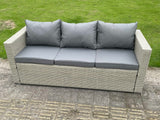 Fimous Wicker Rattan Garden Furniture Sofa Sets Outdoor Patio Coffee Table With Stools light grey