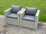 Fimous Wicker Rattan Garden Furniture Sofa Sets Outdoor Patio Coffee Table With Stools light grey