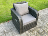 Fimous 5 Seat PE Rattan Garden Furniture Set Adjustable Chair Lounge Sofa Set Oblong Coffee Table Dark Grey Mixed