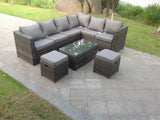 Fimous 8 Seater Rattan Corner Sofa Set Coffee Table Stool Garden Furniture Outdoor