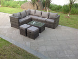 Fimous 8 Seater Grey Rattan Corner Sofa Set Coffee Oblong Coffee Table Outdoor Garden Furniture Patio