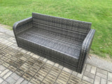 Fimous High Back 3 Seater Rattan Sofa Patio Outdoor Garden Furniture With Cushion