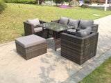 Fimous Grey Lounge Rattan Sofa Dining Table Set Chairs Garden Furniture Outdoor