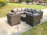 Fimous 8 Seater Corner Rattan Sofa Set Coffee Table Chair Garden Furniture Outdoor