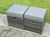 Fimous High Back Rattan Garden Furniture Sets Gas Fire Pit Dining Table Gas Heater Set Right Corner Sofa Small Footstools Chair 9 Seater