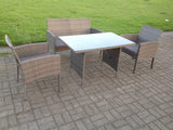 Fimous 4 Seater Grey Mixed Rattan Sofa Set Dining Table Garden Furniture Outdoor Patio