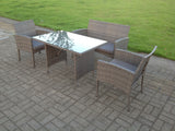 Fimous 4 Seater Grey Mixed Rattan Sofa Set Dining Table Garden Furniture Outdoor Patio