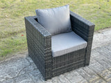 Fimous 8 Seater Outdoor Rattan Garden Corner Furniture Gas Fire Pit Dining Table Gas Heater Sets Lounge Chairs Side Table Dark Grey