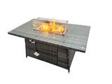 Fimous Garden Outdoor Rattan Furniture Set Rattan Love Sofa 3 Seater Sofa with 2 Big Footstools Side Table Dark Grey Mixed