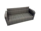 Fimous Garden Outdoor Rattan Furniture Set Rattan Love Sofa 3 Seater Sofa with 2 Side Tables 2 Small Footstools Dark Grey Mixed