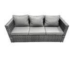 Fimous Outdoor Rattan Garden Furniture Set 5 Seater Patio Lounge Sofa Set with Armchair Square Coffee Table Big Footstool Dark Grey Mixed