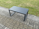 Fimous Aluminium Patio Outdoor Furniture Set 7 Seater Garden Sofa with Oblong Coffee Table 2 Small Footstools 2 Armchairs Side Table Dark Grey