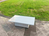 Fimous Light Grey Rattan Outdoor Garden furniture Set Height Adjustable Rising Lifting Table and 6 Chairs Set with Seat Cushion