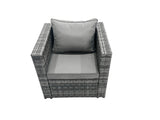 Fimous Outdoor Rattan Garden Furniture Set 10 Seater Patio Lounge Sofa Set with Armchair Square Coffee Table 2 Big Footstool Dark Grey Mixed