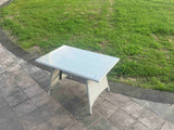 Fimous Light Grey Rattan Rectangular Dining Table and 4 Chairs Set Outdoor Garden furniture Set with Seat Cushion