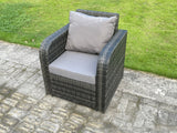 Fimous Single Reclining Rattan Arm Chair Adjustable Sofa Patio Outdoor Garden Furniture With Cushion
