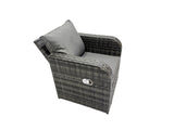Fimous Garden Outdoor Rattan Furniture Set Rattan Reclining Chair 3 Seater Sofa with 2 Big Stools Dark Grey Mixed