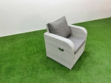 Fimous Outdoor Rattan Reclining Chair Light Grey Mixed Adjustable Patio Armchair with Thick Removable Cushion