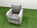 Fimous Outdoor Rattan Reclining Chair Light Grey Mixed Adjustable Patio Armchair with Thick Removable Cushion