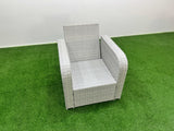 Fimous Outdoor Rattan Reclining Chair Light Grey Mixed Adjustable Patio Armchair with Thick Removable Cushion