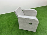 Fimous Outdoor Rattan Reclining Chair Light Grey Mixed Adjustable Patio Armchair with Thick Removable Cushion
