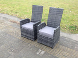 Fimous Dark Grey Mixed Outdoor Wicker Rattan Garden Furniture Reclining Chair And Table Dining Sets 2 PC Chairs