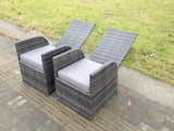 Fimous Dark Grey Mixed Outdoor Wicker Rattan Garden Furniture Reclining Chair And Table Dining Sets 2 PC Chairs