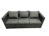 Fimous Outdoor PE Rattan Sofa Set with Dining Table Patio Garden Furniture Sets with Chair 3 Stool Side Table Dark Grey Mixed