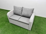 Fimous  6 Seater PE Wicker Rattan Furniture Sofa Sets with Adjustable Lifting Dining or Coffee Table 2 Seater Love Sofa 2 Side Table Light Grey