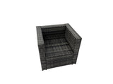 Fimous 9 seater Outdoor PE Rattan Sofa Set with Dining Table Patio Garden Furniture Sets with 2 Chair Big Stool Dark Grey Mixed