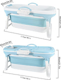 Fimous Foldable Adult Bathtub Body Spa Freestanding Soaking Tub Non-Slip Bathing Shower for Bathroom Blue