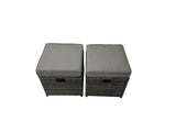 Fimous 10 seater Outdoor PE Rattan Sofa Set with Dining Table Patio Garden Furniture Sets with Chair 3 Stools Dark Grey Mixed