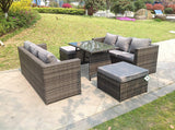 Fimous 8 Seater Lounge Rattan Sofa Dining Table Outdoor Garden Furniture