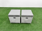 Fimous 10 PCs Rising Dining Table Set Inclining Love Sofa Seat 2 Big Footstool 2 Small Stool 2 Side Table Light Grey