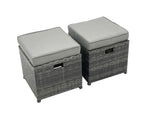 Fimous Outdoor Rattan Garden Furniture Set 9 Seater Patio Lounge Sofa Set with Square Coffee Table Side Table 3 Footstools Dark Grey Mixed