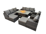 Fimous Garden Outdoor Rattan Furniture Set Rattan Reclining Chair 3 Seater Sofa with 2 Big Stools Dark Grey Mixed