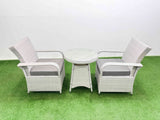 Fimous Wicker PE Rattan Garden Furniture Set Patio Outdoor 2 Chairs Plus Small Round Table Set Light Grey Mixed