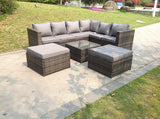 Fimous 8 Seater Grey Rattan Sofa Set Coffee Table Garden Furniture Outdoor