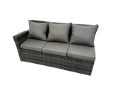 Fimous 11 Seat Rattan Garden Furniture Corner Sofa Set Outdoor Adjustable Lifting Dining or Coffee Table Set with 3 Footstools Dark Grey Mixed