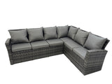 Fimous 9 Seat Rattan Garden Furniture Corner Sofa Set Outdoor Adjustable Lifting Dining or Coffee Table Set with 2 Big Footstools Dark Grey Mixed