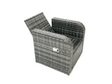 Fimous Outdoor Garden Furniture Set Rattan Sofa Dining Table Set with Reclining Chair 2 Side Tables Dark Grey Mixed