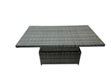 Fimous 12 Seat Rattan Garden Furniture Corner Sofa Set Outdoor Adjustable Lifting Dining or Coffee Table Set with 4 Footstools Dark Grey Mixed