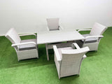 Fimous Rattan Garden Furniture Set with Rectangular Dining Table And Dining Chairs 4 Seater Light Grey Mixed