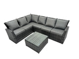 Fimous High back dark grey mixed outdoor garden furniture corner rattan sofa set square coffee table left option